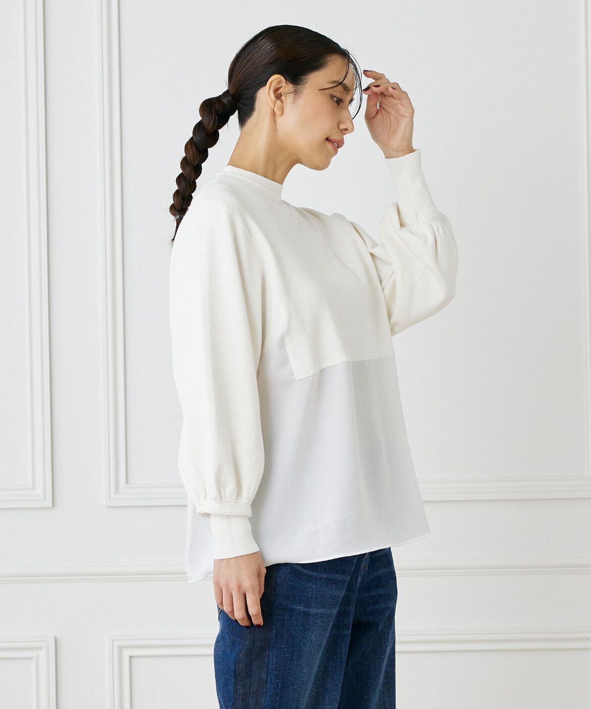 INED「ドッキングニット」|ニット・セーター|オフホワイト1