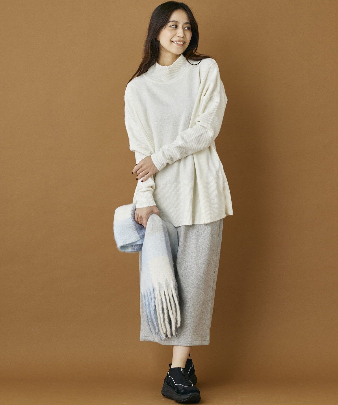 INED「《INED CLARO》グラデーションカラーチェックマフラー」|ストール|