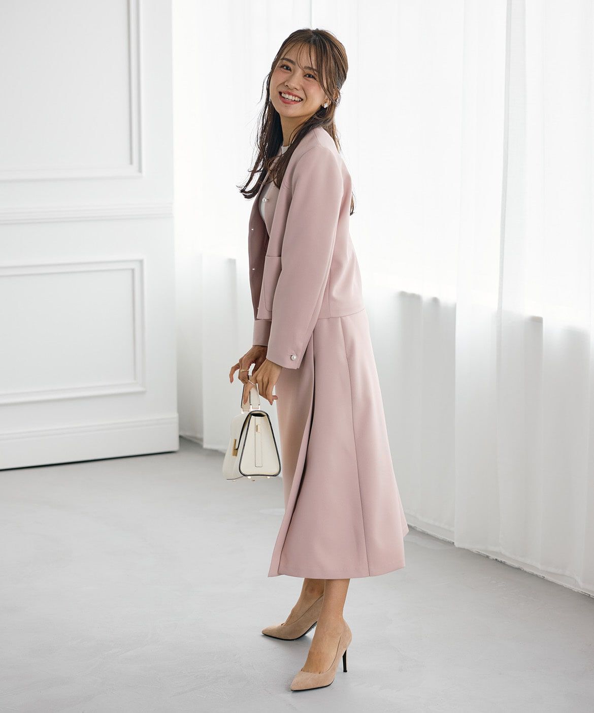 Maglie le cassetto「《曽田茉莉江コラボ》クルーネックパールジャケット」|ノーカラージャケット|