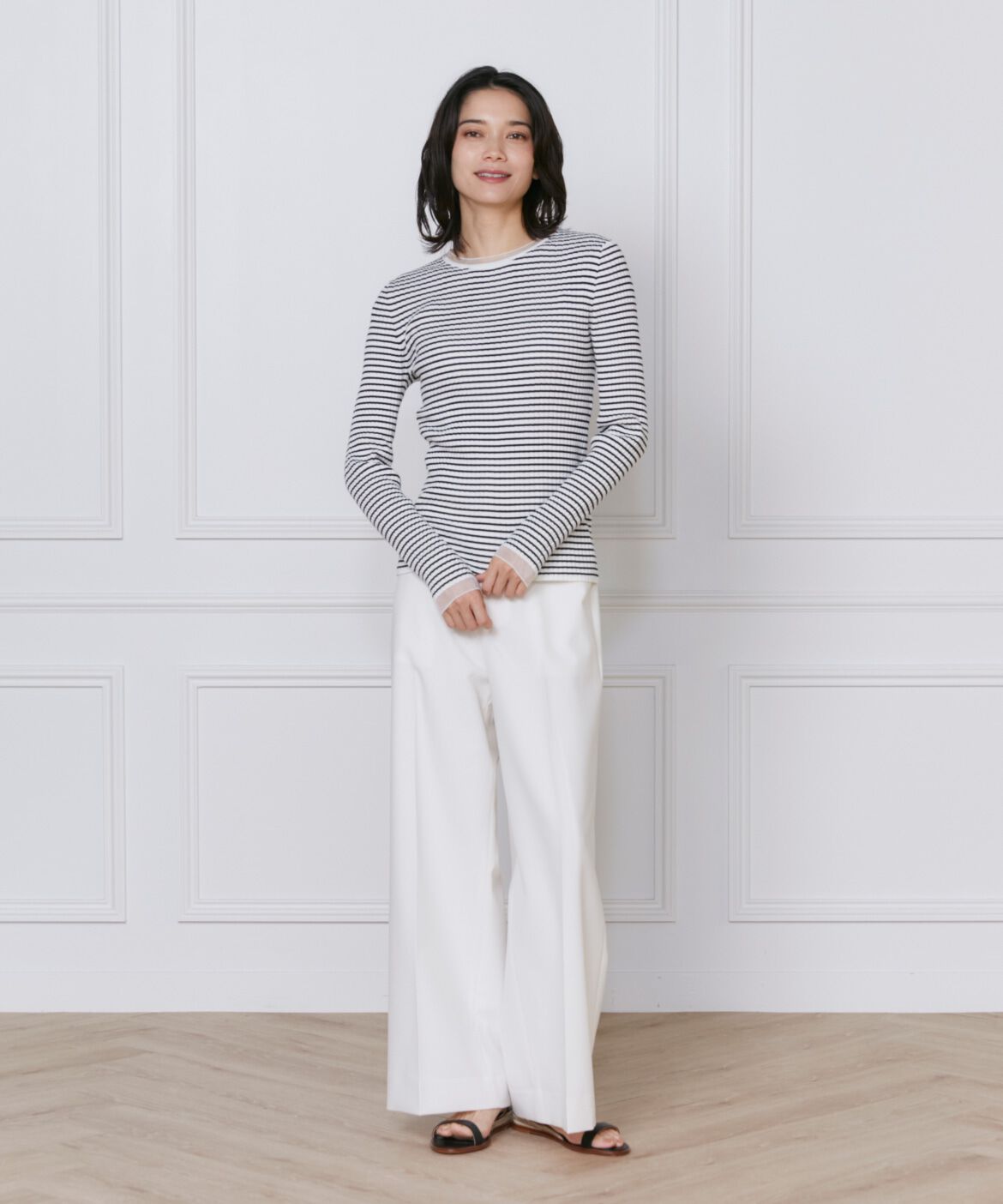 INED「シアードッキングリブニット」|ニット・セーター|