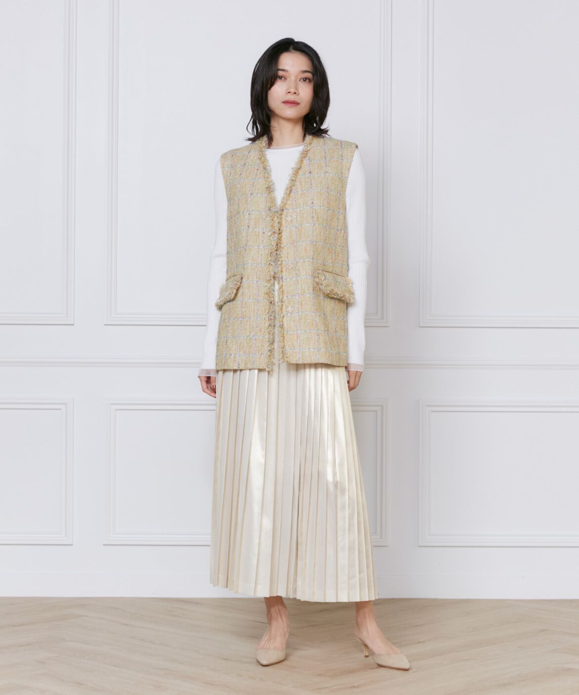 INED「シアードッキングリブニット」|ニット・セーター|