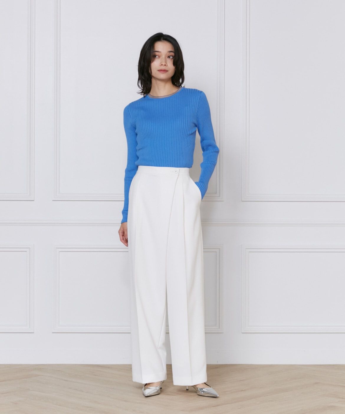 INED「シアードッキングリブニット」|ニット・セーター|