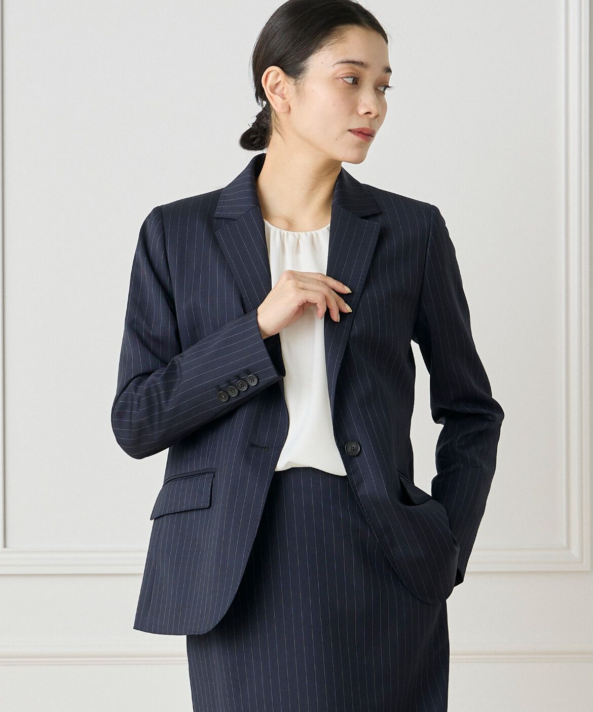 INED「シングルジャケット《CERRUTI》」|テーラードジャケット|ネイビー