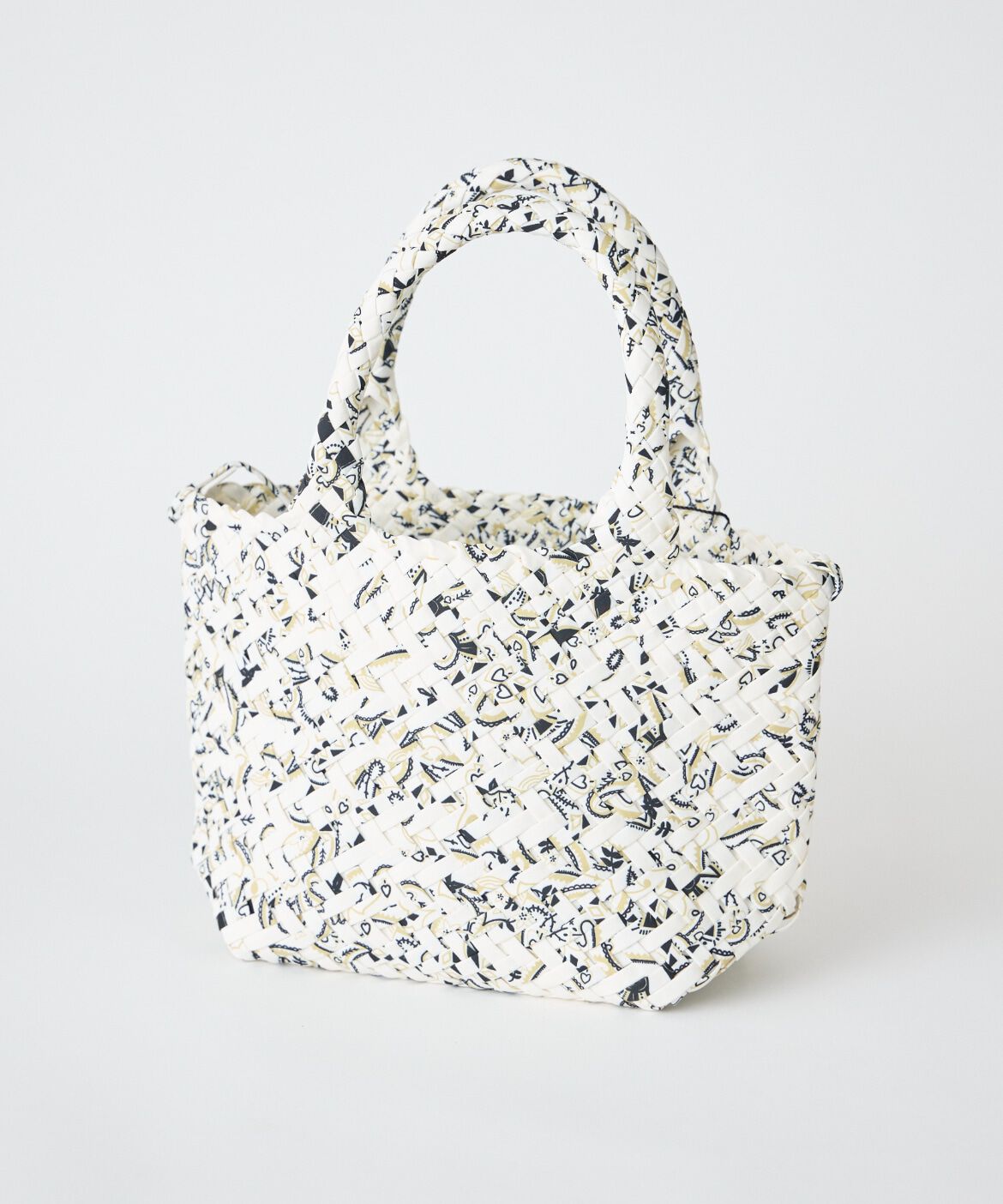 INED「《SUPERIOR CLOSET》Weaving mini bucket print バッグ《FEEL AND TASTE》」|トートバッグ|オフホワイト1