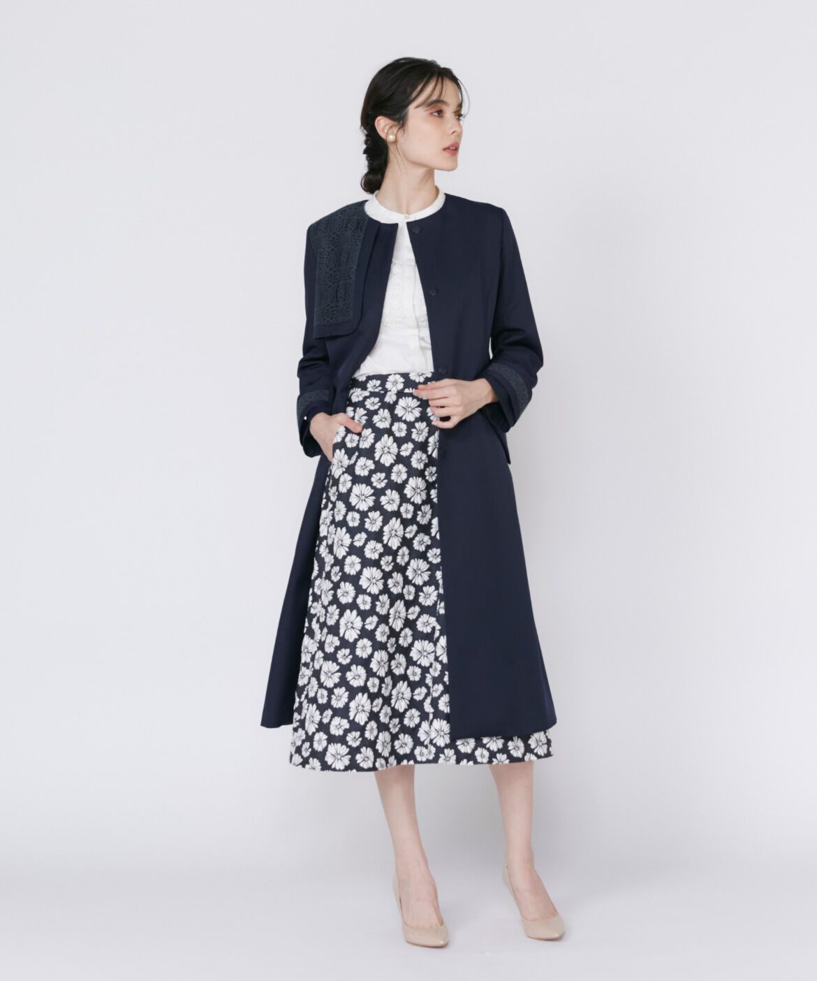 Maglie le cassetto「《大きいサイズ》エンブロイダリードッキングブラウス」|シャツ・ブラウス|