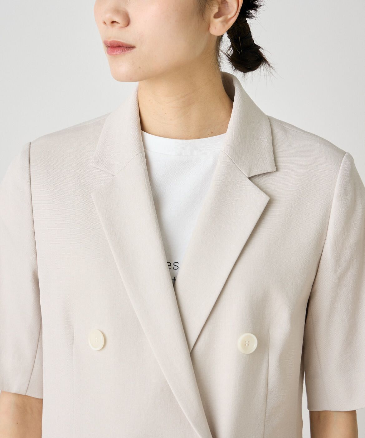 INED「綿麻ハーフスリーブジャケット」|テーラードジャケット|