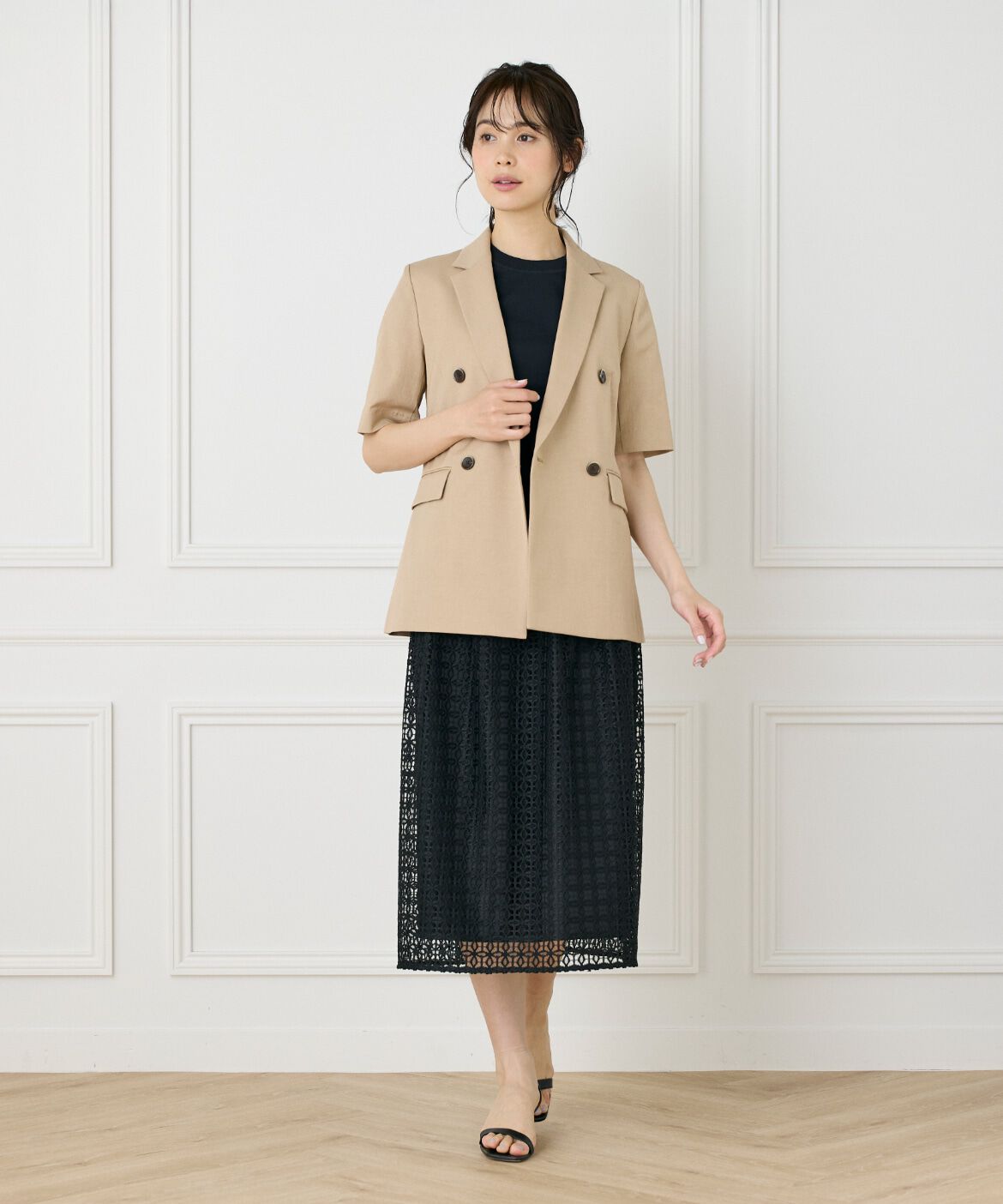 INED「綿麻ハーフスリーブジャケット」|テーラードジャケット|