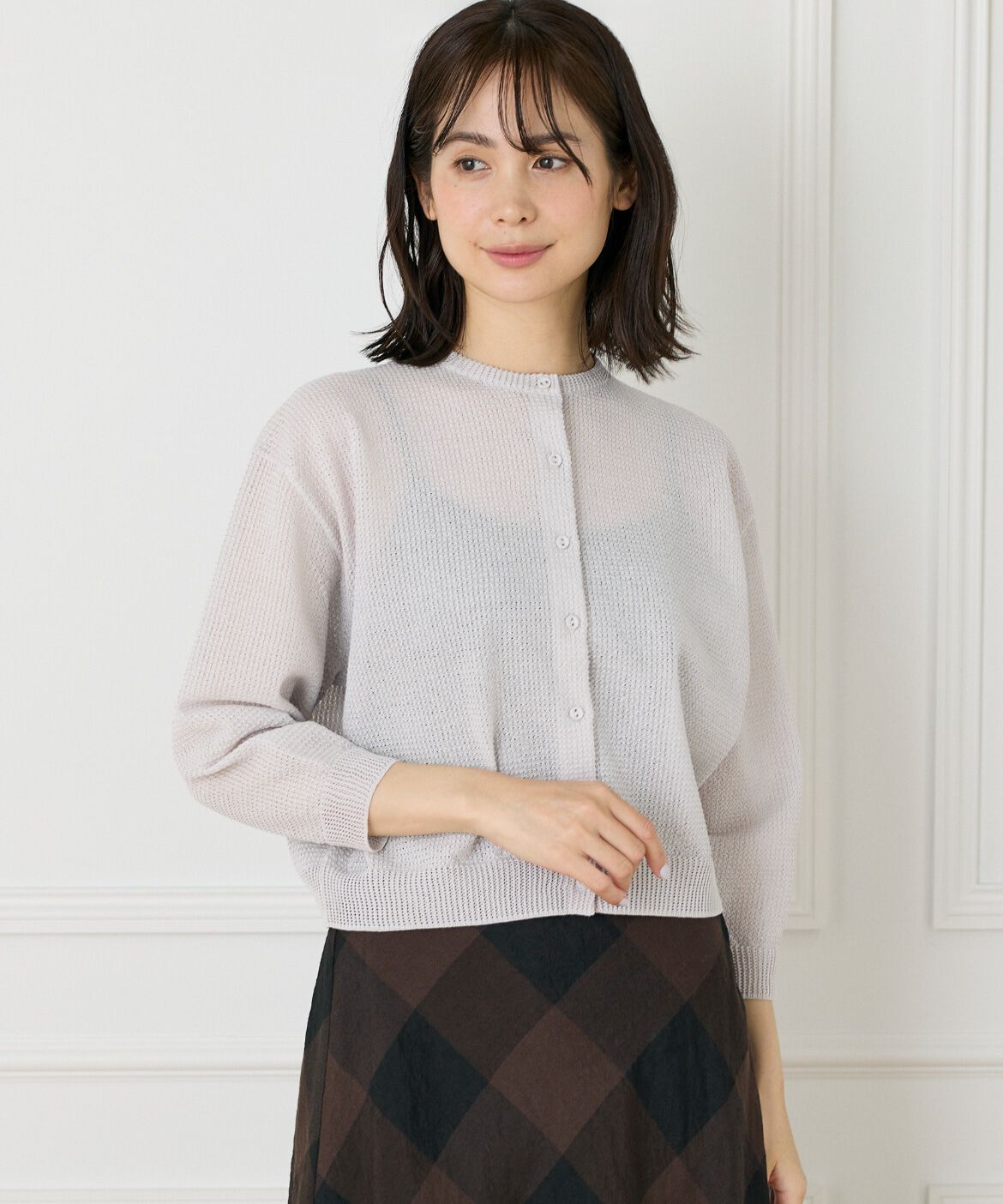 7-IDconcept.「透かし柄カーディガン」|カーディガン|