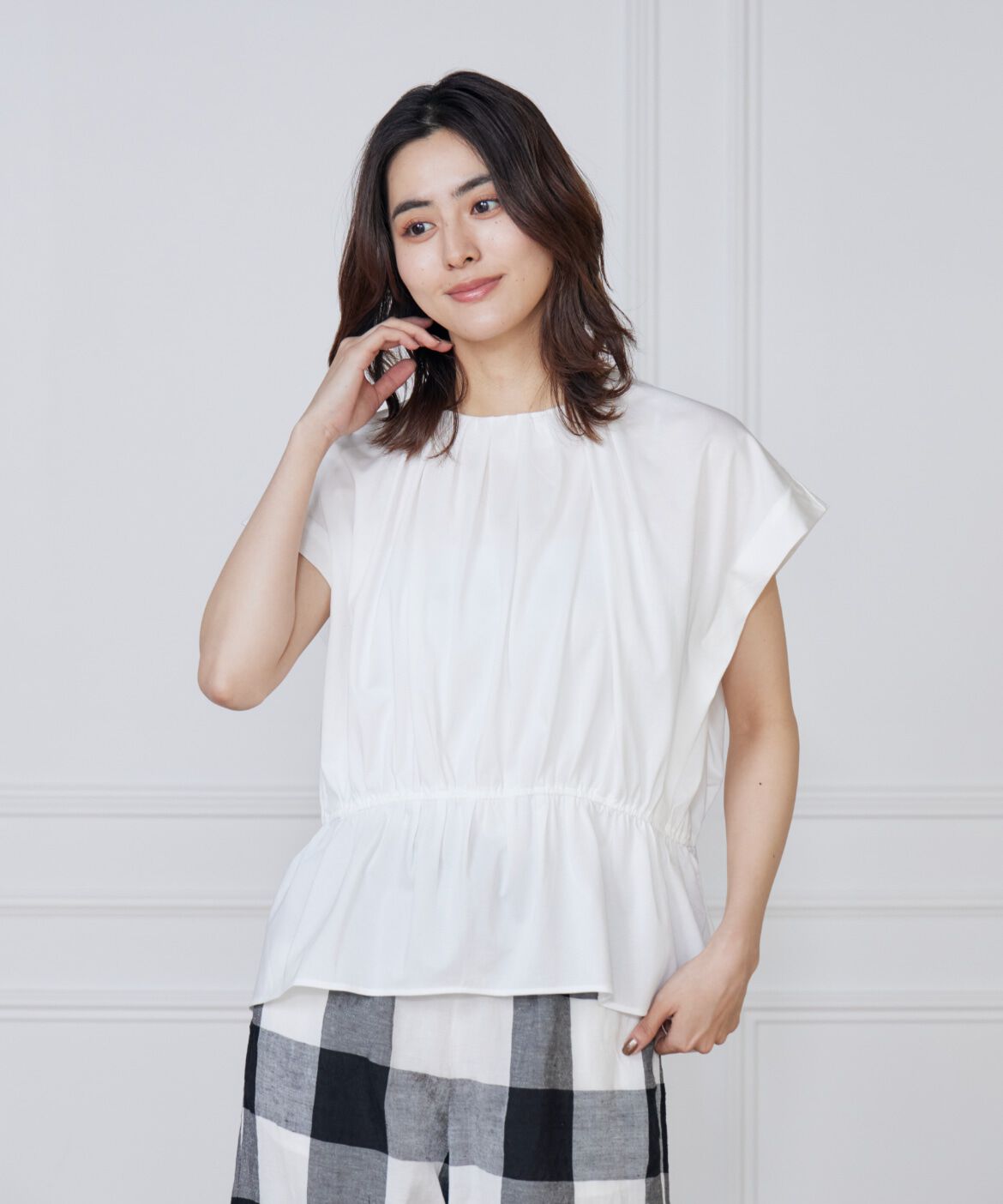 7-IDconcept.「シャーリングカットブラウス」|Tシャツ・カットソー|