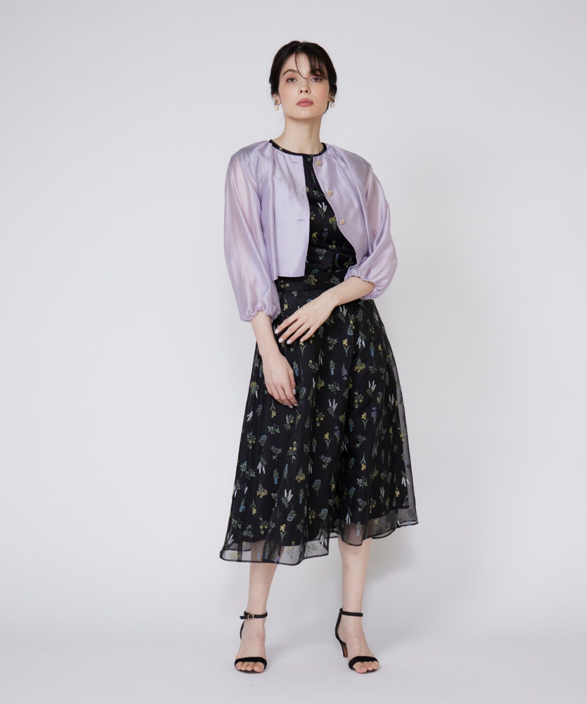 Maglie le cassetto「3Dフラワープリントスカート」|フレア|