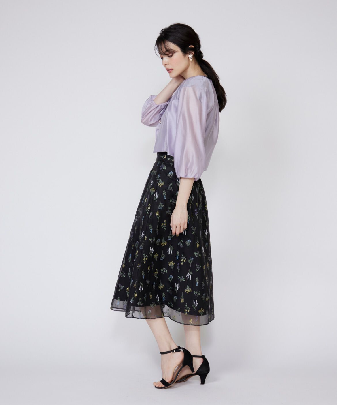 Maglie le cassetto「3Dフラワープリントスカート」|フレア|