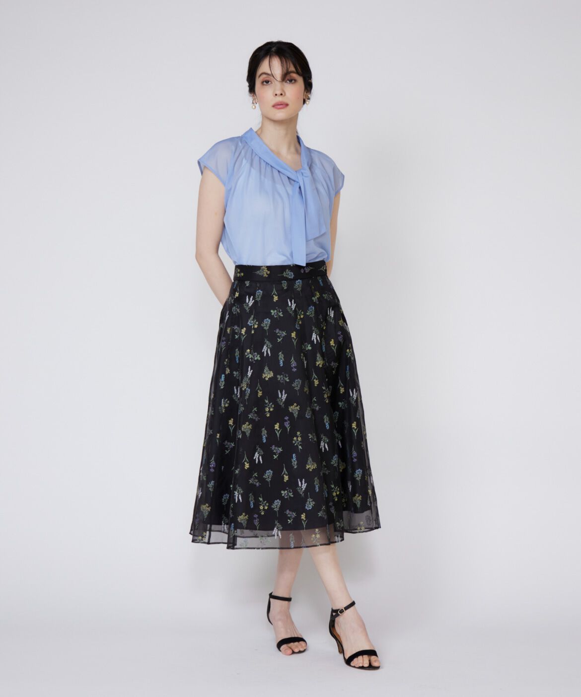 Maglie le cassetto「3Dフラワープリントスカート」|フレア|