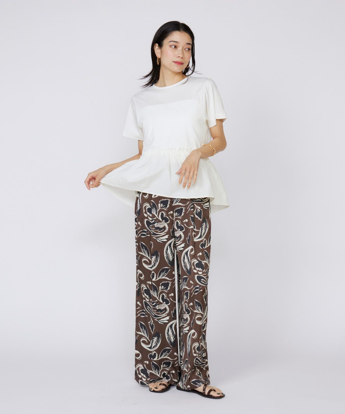 INED「《大きいサイズ》イージーワイドプリントパンツ」|その他|