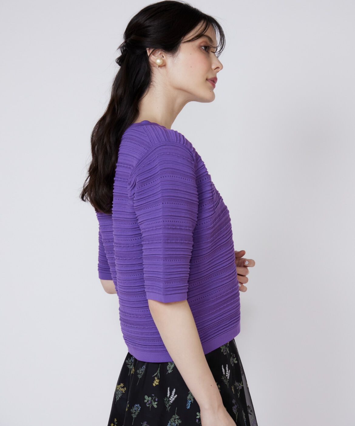 Maglie le cassetto「《大きいサイズ》ピンタック柄ニットジャケット」|カーディガン|