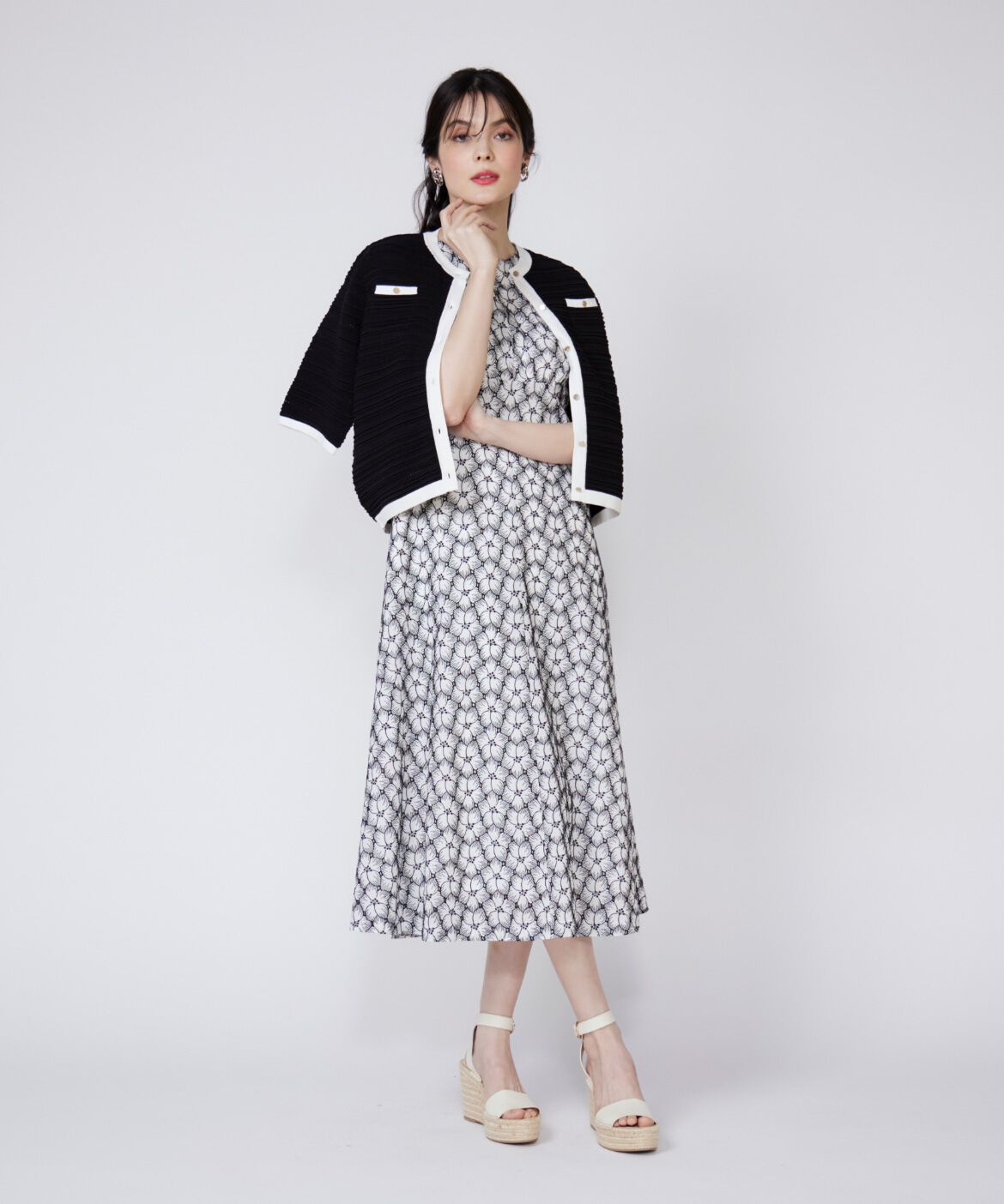 Maglie le cassetto「《大きいサイズ》ピンタック柄ニットジャケット」|カーディガン|