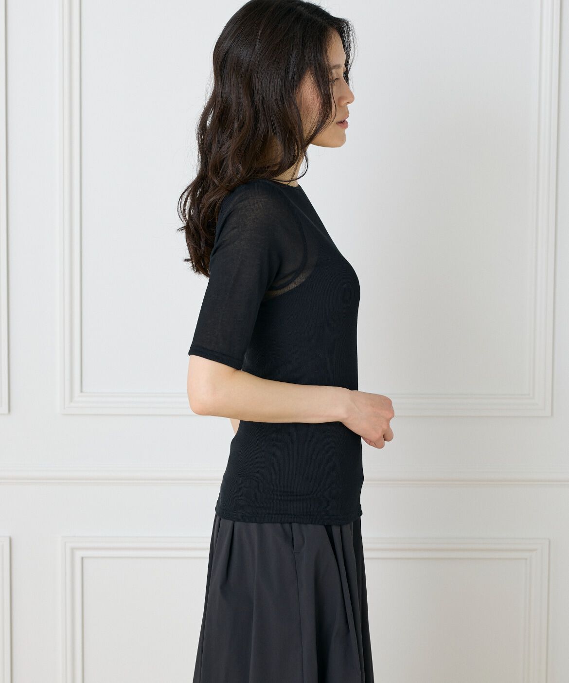 DAY by DAY it&rsquo;s international「シアーテレコボートネック5分袖プルオーバー」|Tシャツ・カットソー|