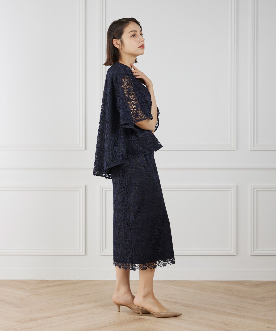 7-IDconcept.「レースセミタイトスカート」|タイト|