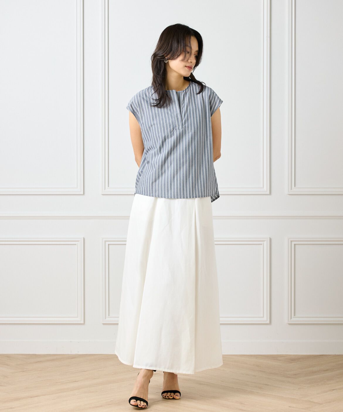 INED「ストライプスキッパーデザイントップス」|Tシャツ・カットソー|