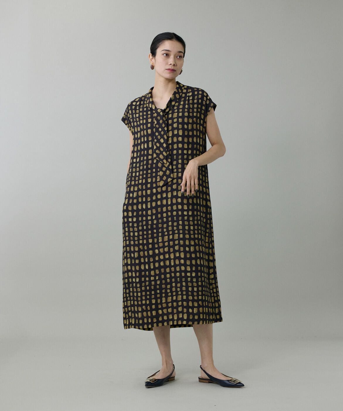 INED「《大きいサイズ》デフォルメチェックボウタイワンピース　」|その他|