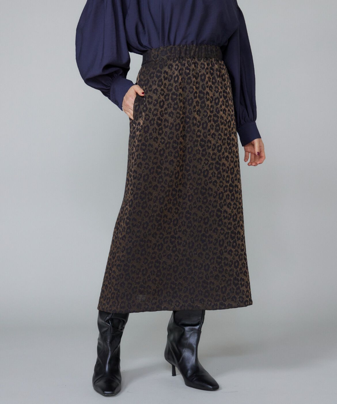 Le Souk「《大きいサイズ》ジャカードAラインスカート」|タイト|柄中8