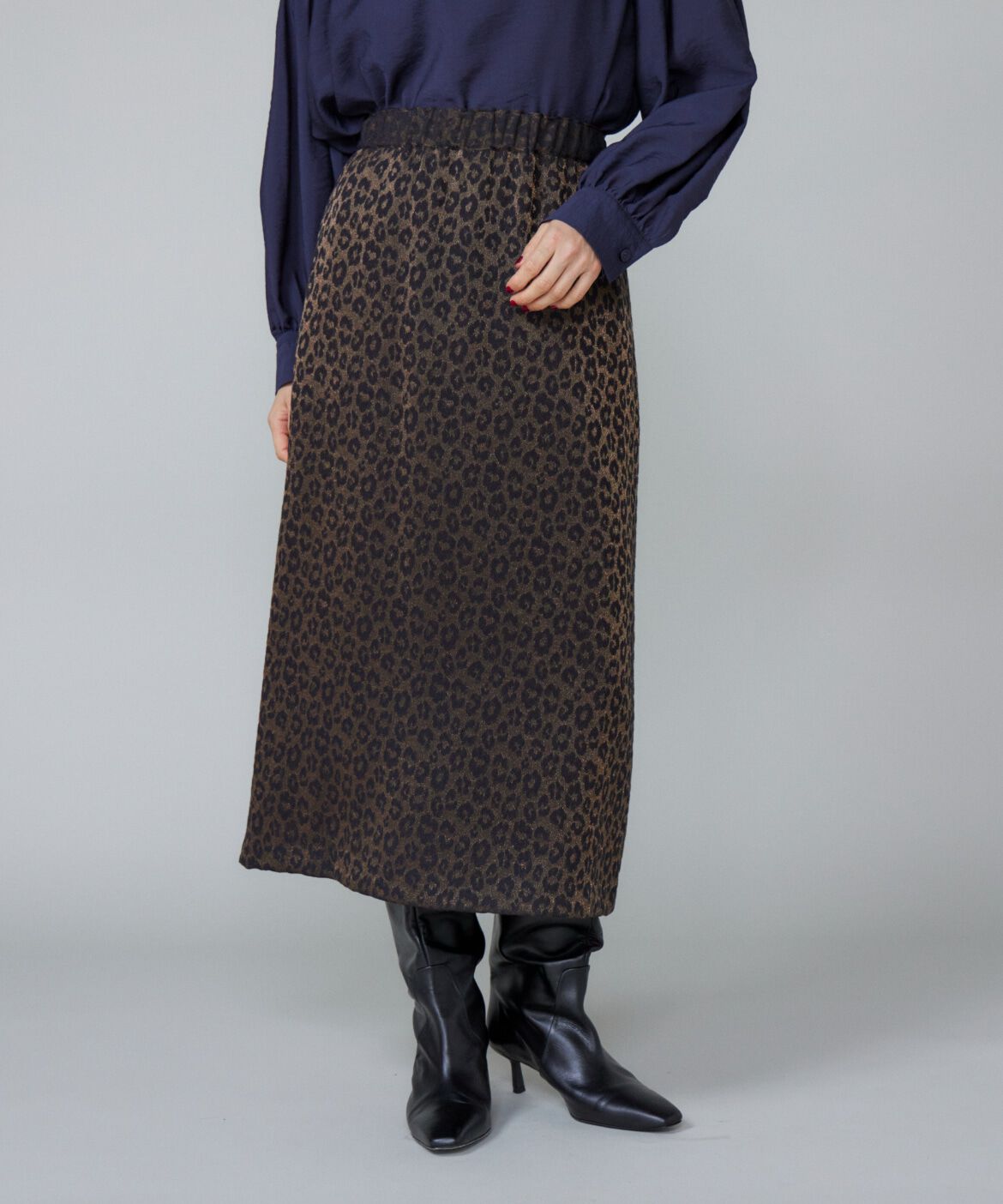 Le Souk「《大きいサイズ》ジャカードAラインスカート」|タイト|