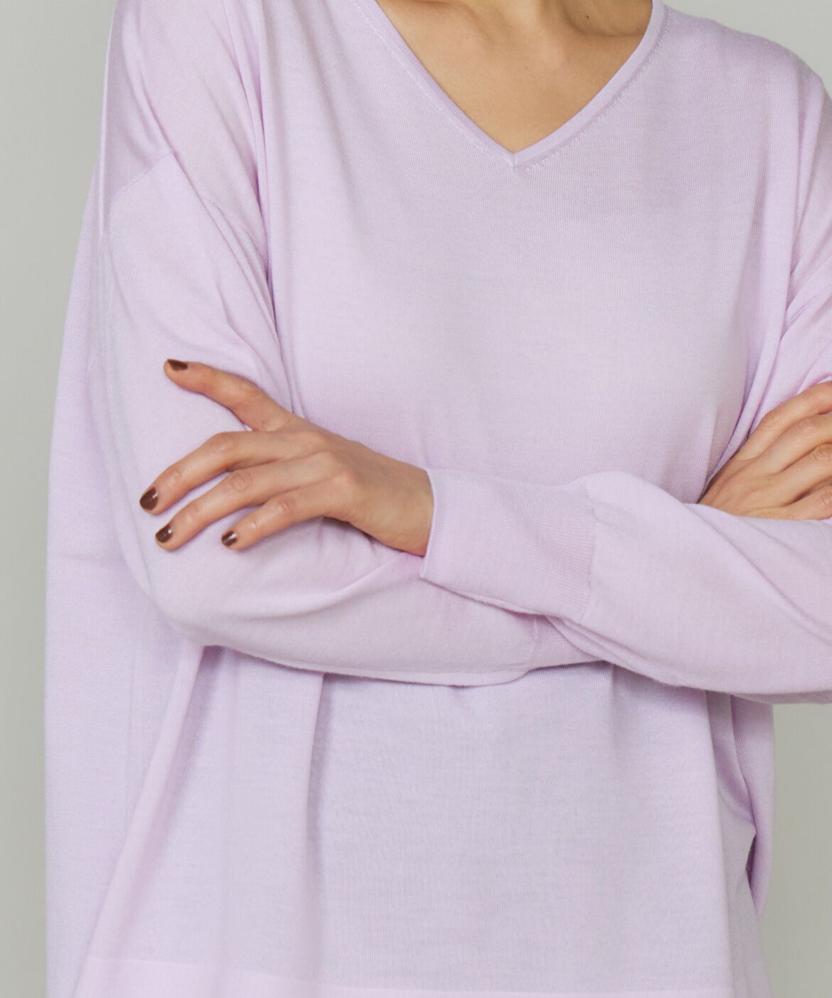 INED「《大きいサイズ》オーバーサイズVネックニット」|ニット・セーター|