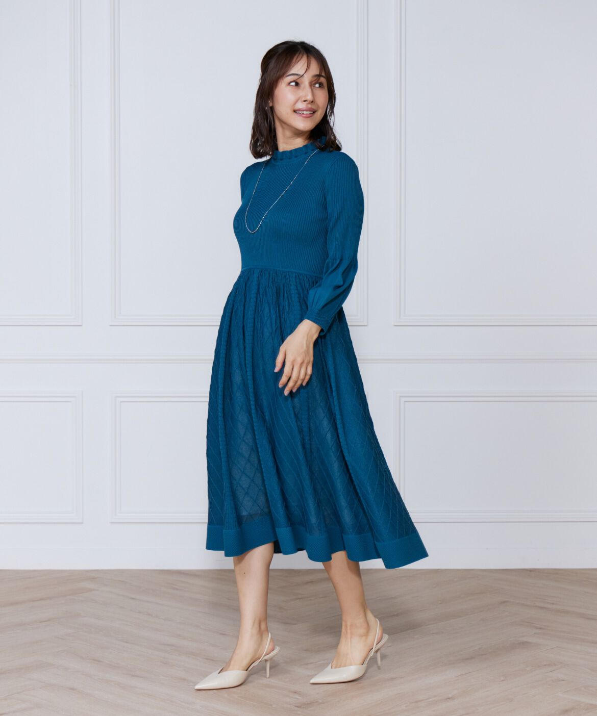 ef-de Black「シアーアーガイル長袖ワンピース」|ワンピース|