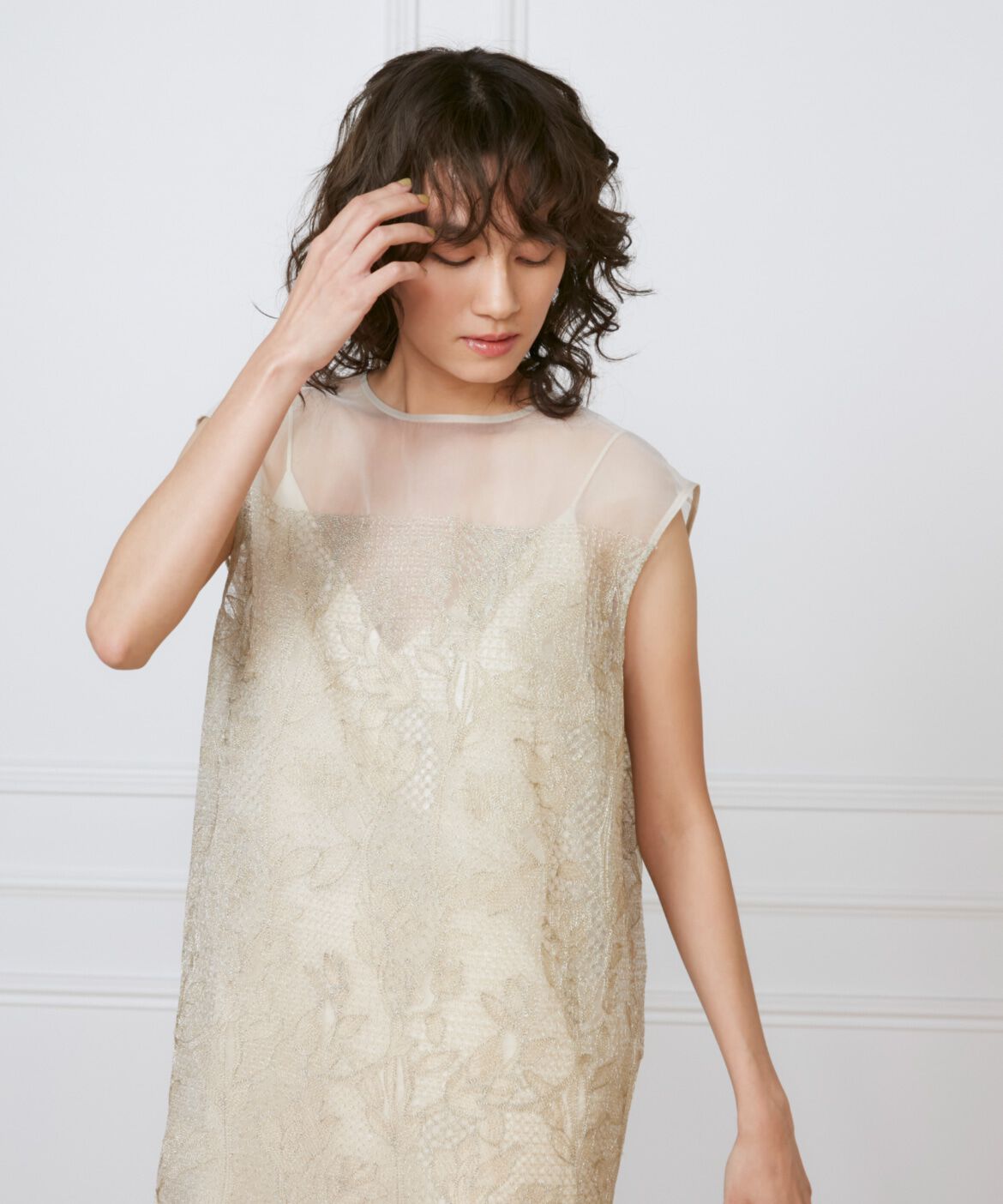 INED「《大きいサイズ》オーガンジーワンピース《la veille by SUPERIOR CLOSET》」|ワンピース|