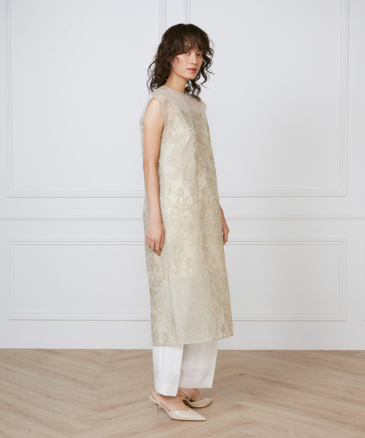 INED「《大きいサイズ》オーガンジーワンピース《la veille by SUPERIOR CLOSET》」|ワンピース|