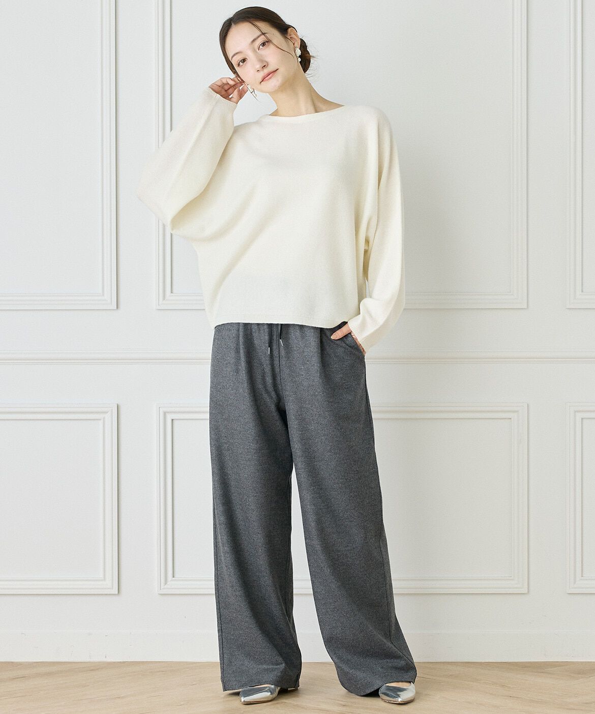 INED「《大きいサイズ》カシミヤ混ドルマンスリーブニット《WEB限定カラー》」|ニット・セーター|