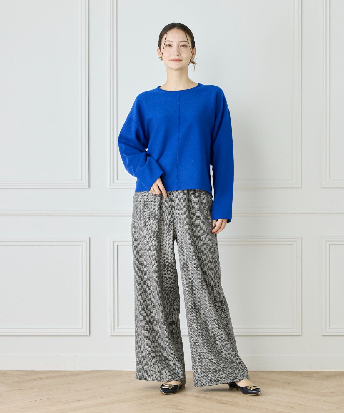 Le Souk「《大きいサイズ》接結編みクルーネックニットプルオーバー」|ニット・セーター|