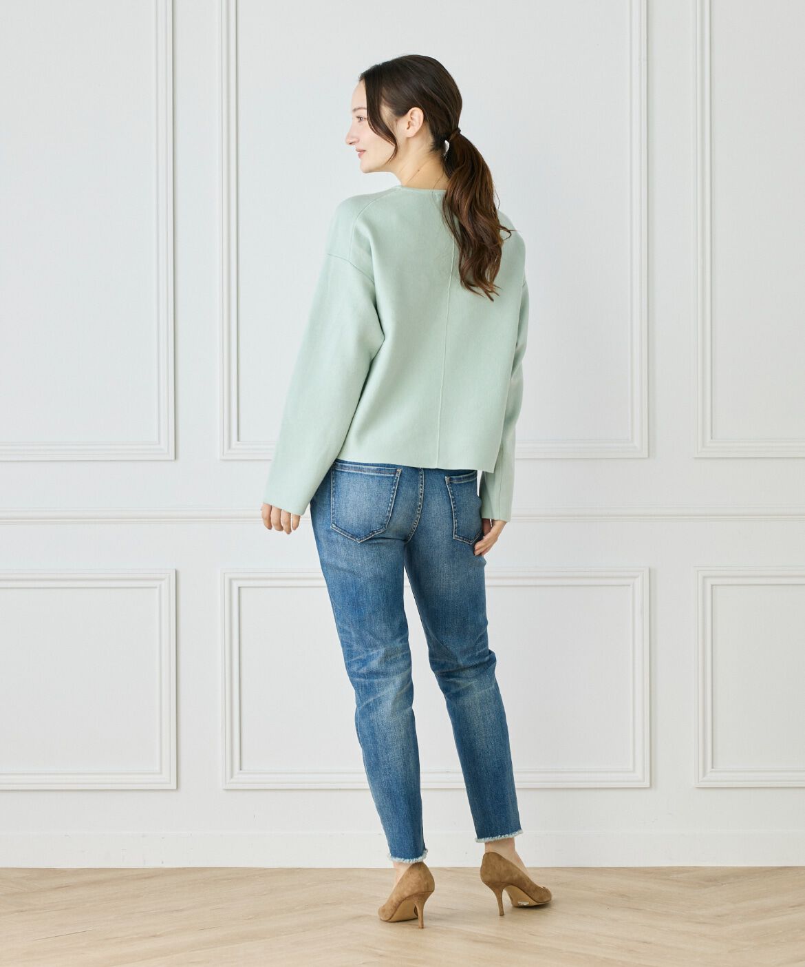 Le Souk「《大きいサイズ》接結編みクルーネックニットプルオーバー」|ニット・セーター|