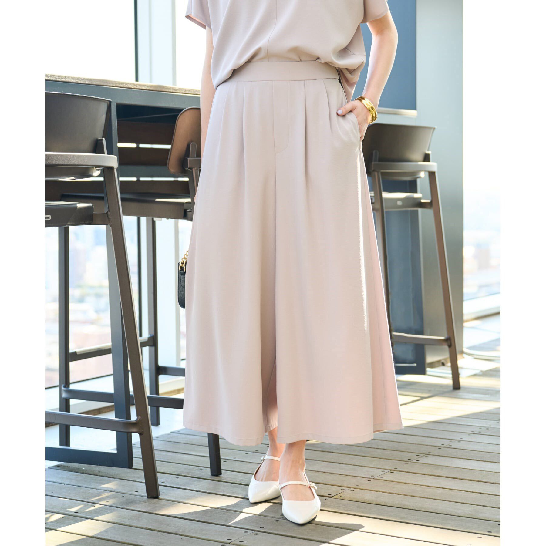 UNTITLED「【大人気セットアップ！！快適なはき心地】リラックス ガウチョパンツ」|その他|ベージュ(752)