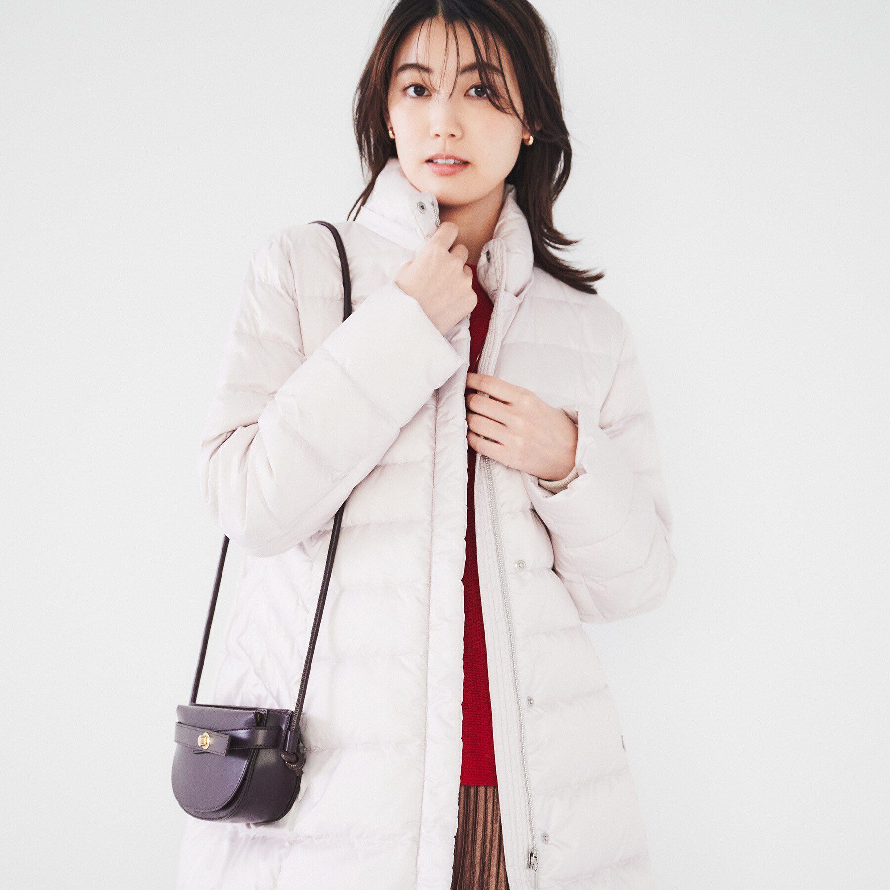 UNTITLED「【撥水/洗える/すっきり】ミディ丈タフタダウンコート」|ダウン|