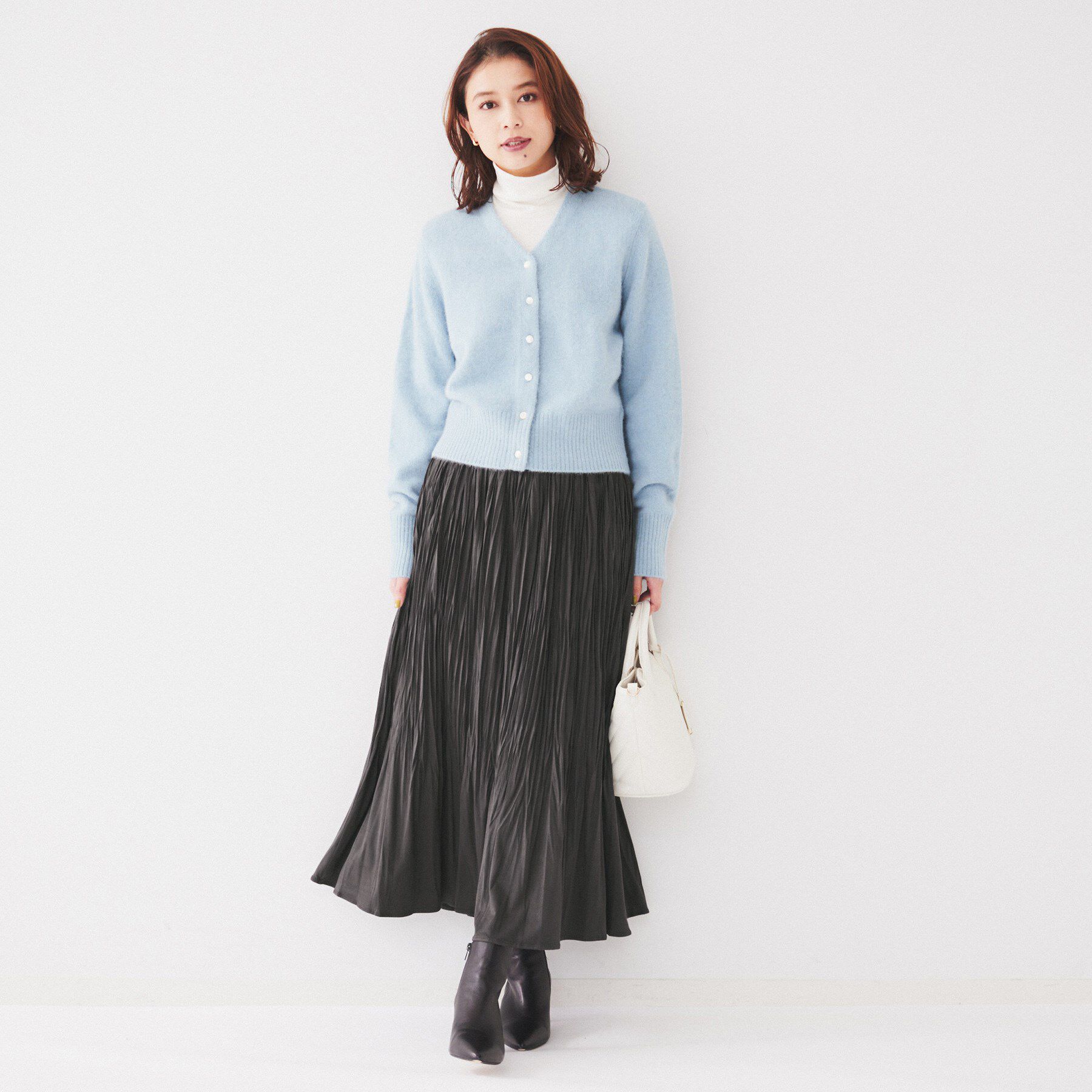 UNTITLED「【洗える/ウエストゴム】スエード調ランダムプリーツスカート」|スカート|