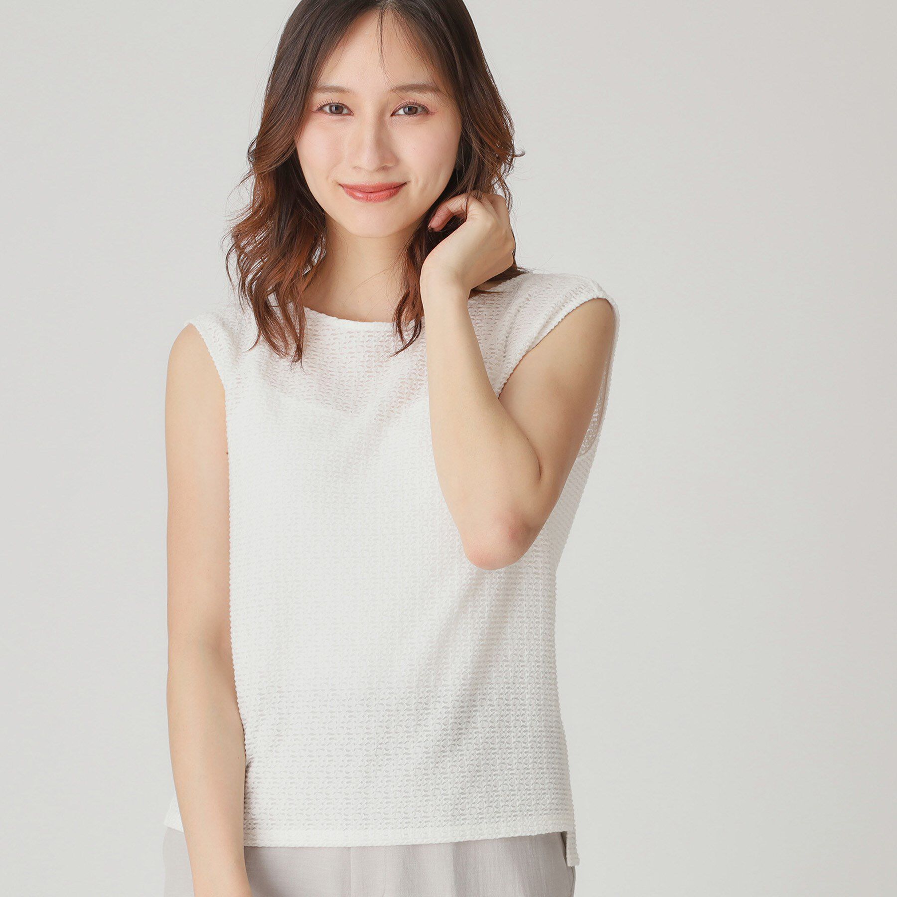 COUP DE CHANCE「【手洗い可／日本製】ジャカードジャージトップス」|Tシャツ・カットソー|