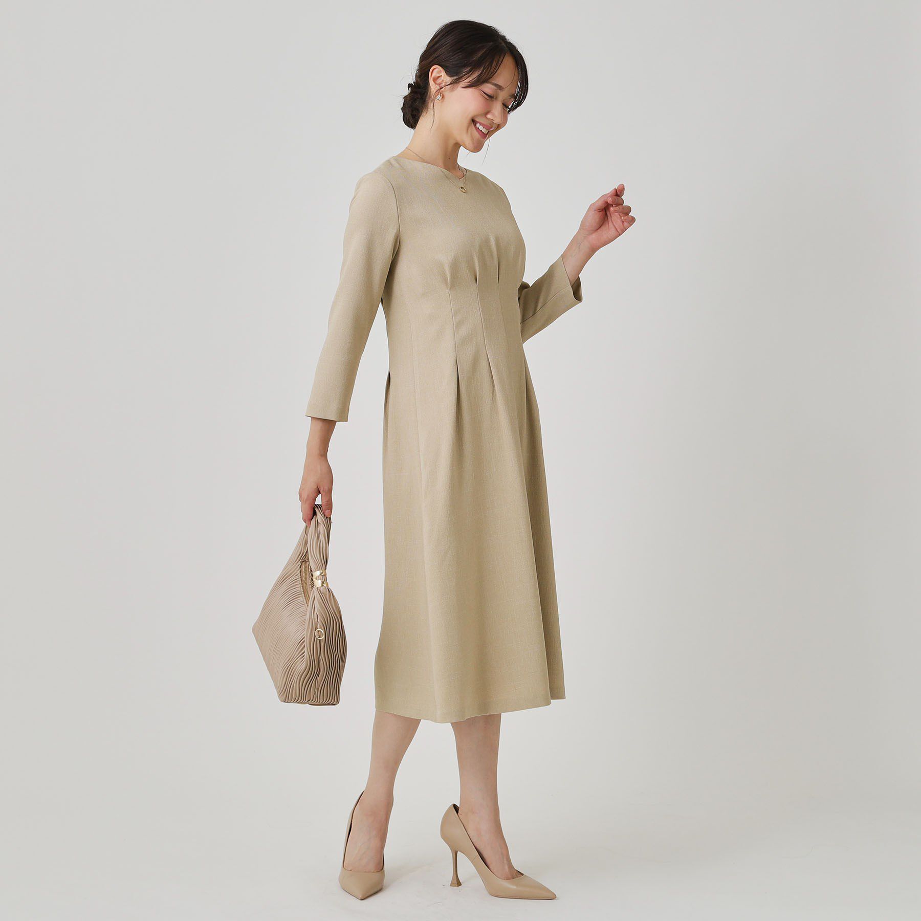 COUP DE CHANCE「【手洗い可／日本製】タックデザインワンピース」|ワンピース|