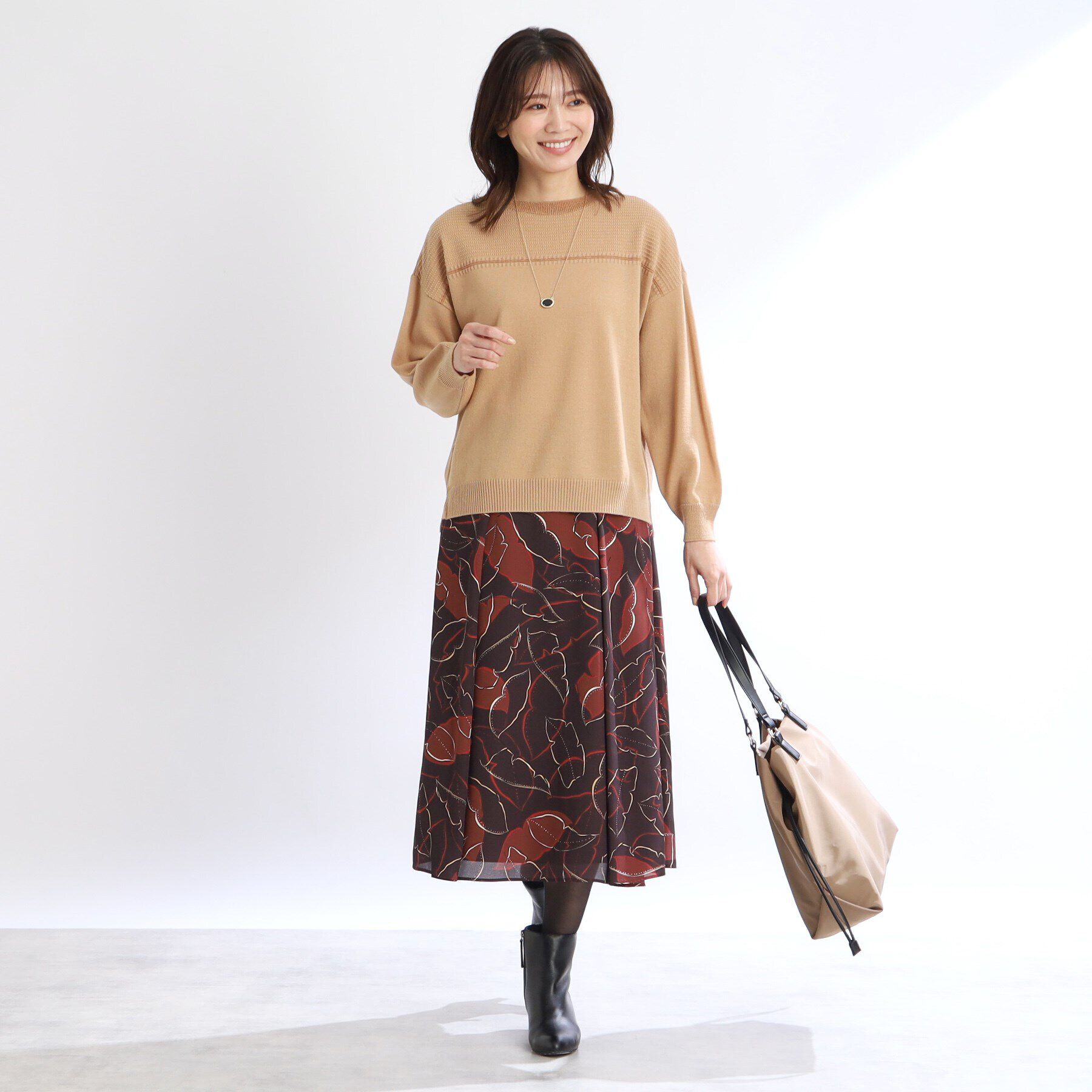 Reflect「【着映えスカート/WEB限定カラーあり／洗える】リーフプリントスカート」|スカート|