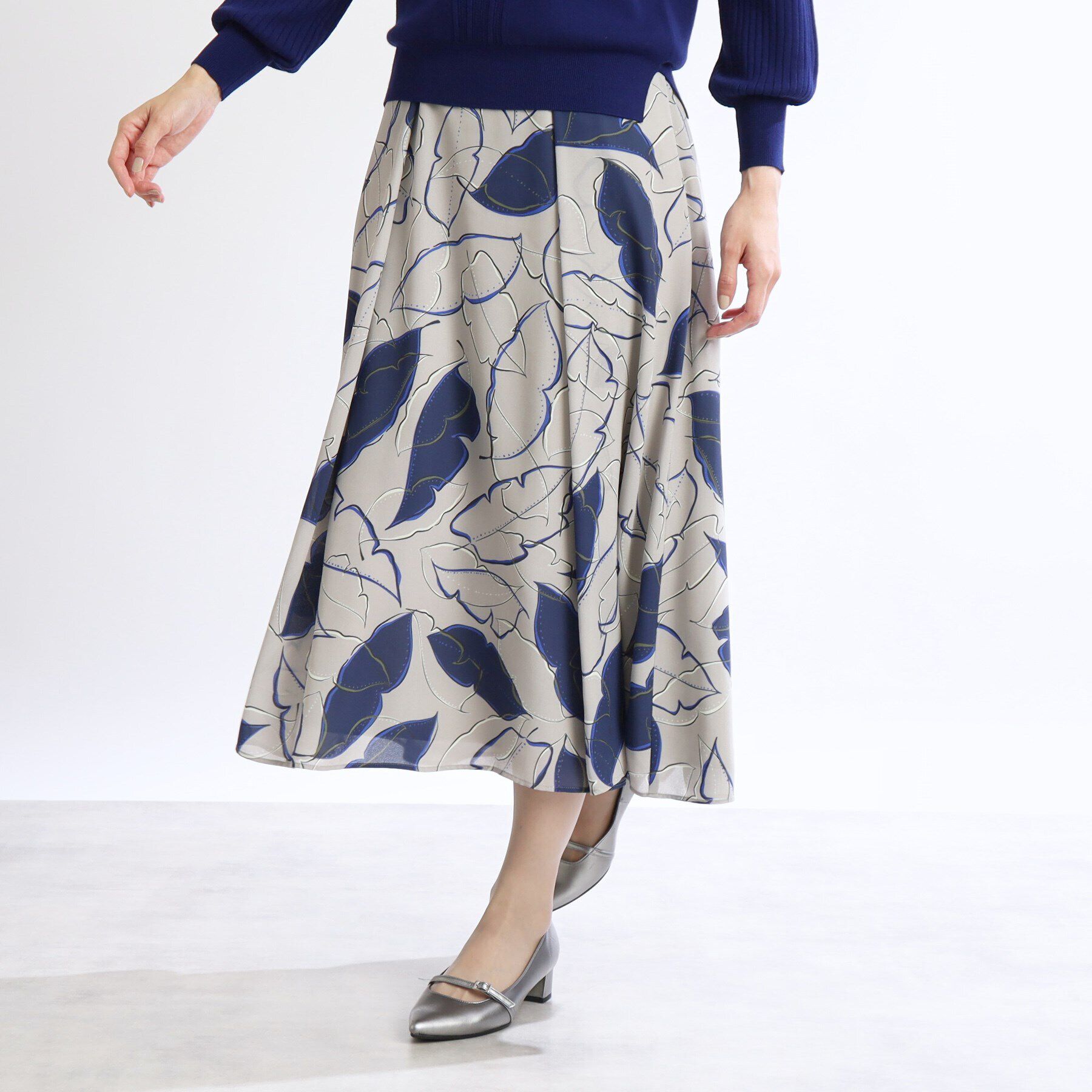 Reflect「【着映えスカート/WEB限定カラーあり／洗える】リーフプリントスカート」|スカート|