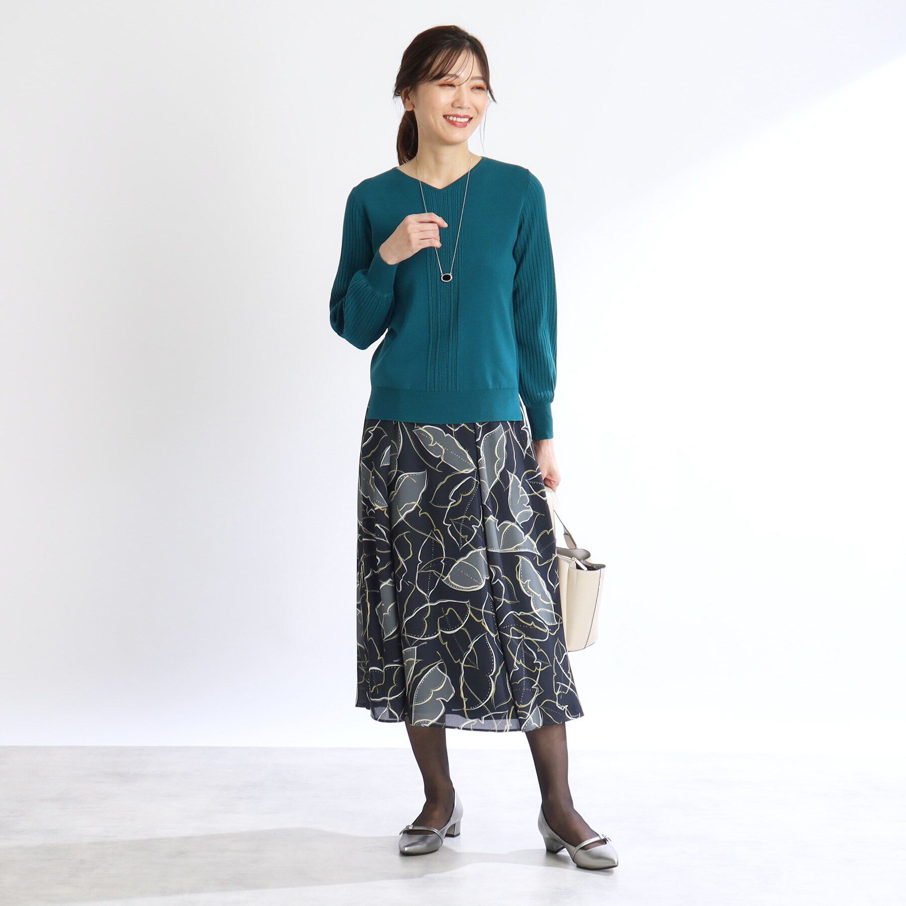 Reflect「【着映えスカート/WEB限定カラーあり／洗える】リーフプリントスカート」|スカート|