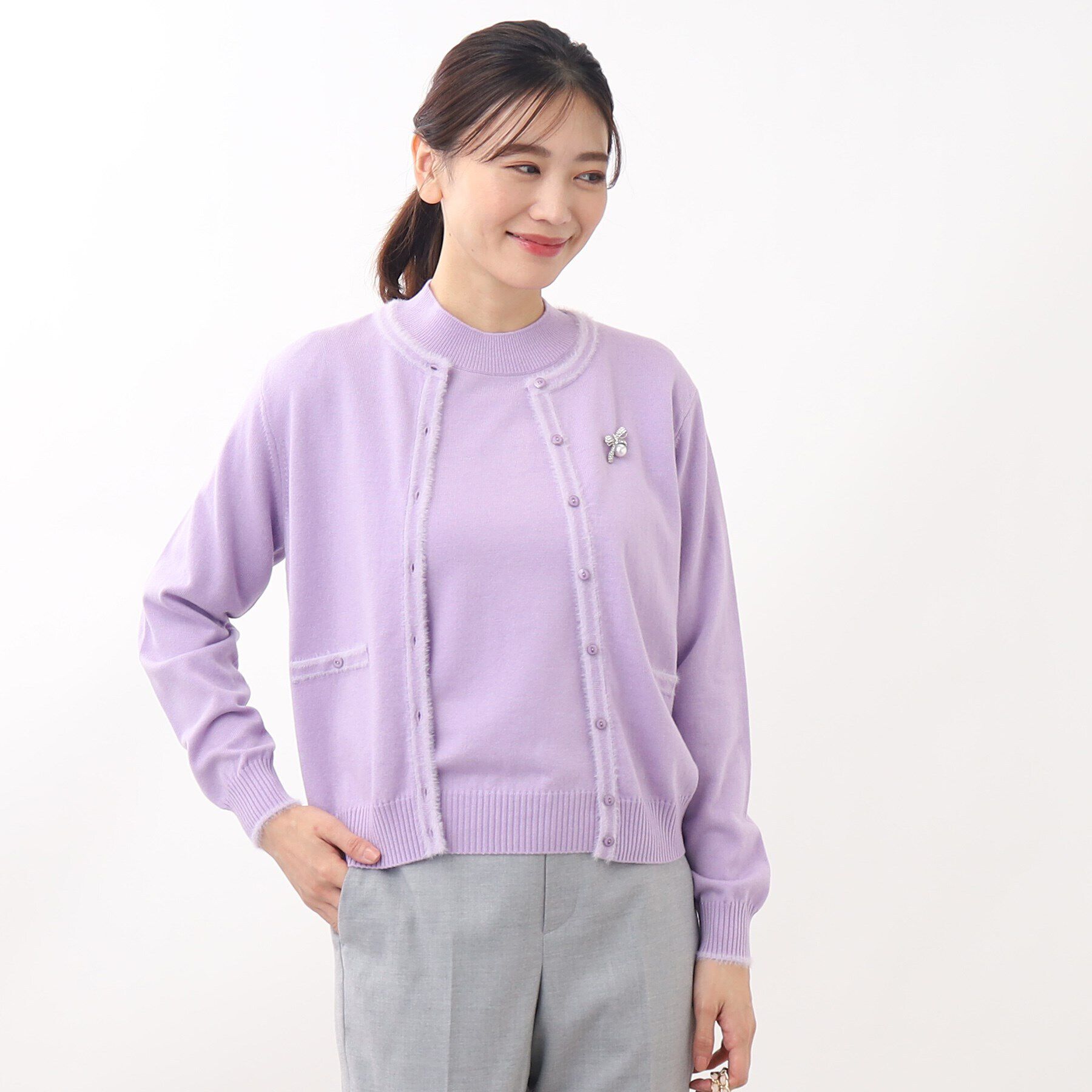 Reflect「【人気急上昇！/WEB限定カラーあり／洗える】ブローチ付きアンサンブルニット」|その他|