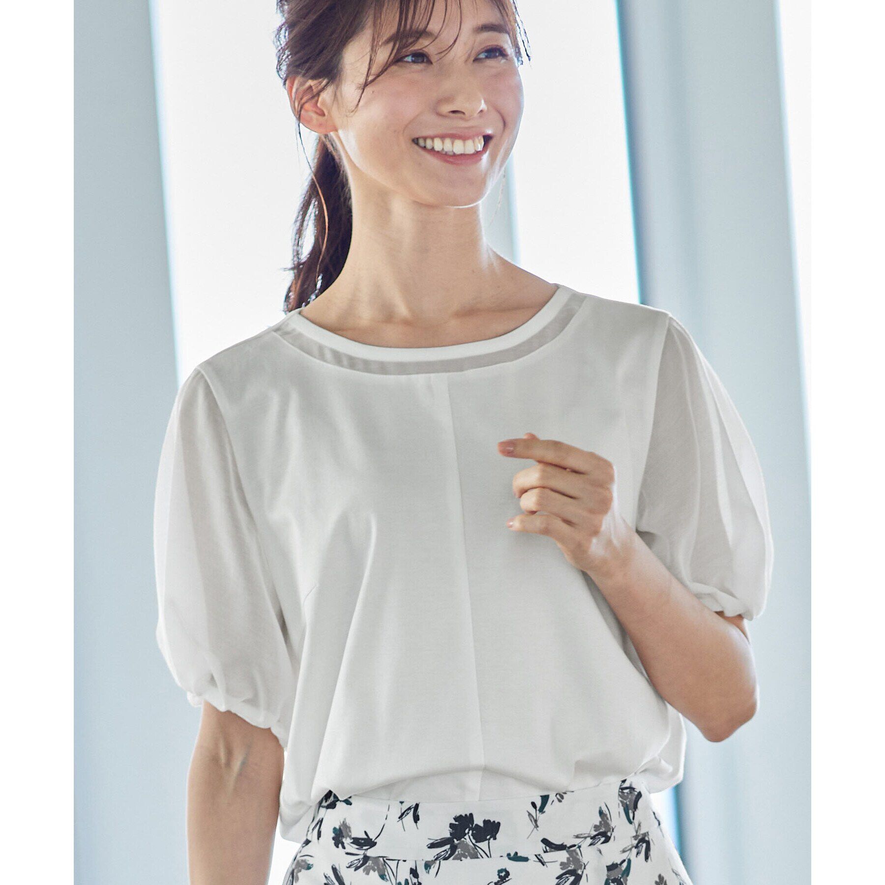 Reflect「【SALE／接触冷感／マシンウォッシュ可】シアースリーブカットソー」|Tシャツ・カットソー|オフホワイト(003