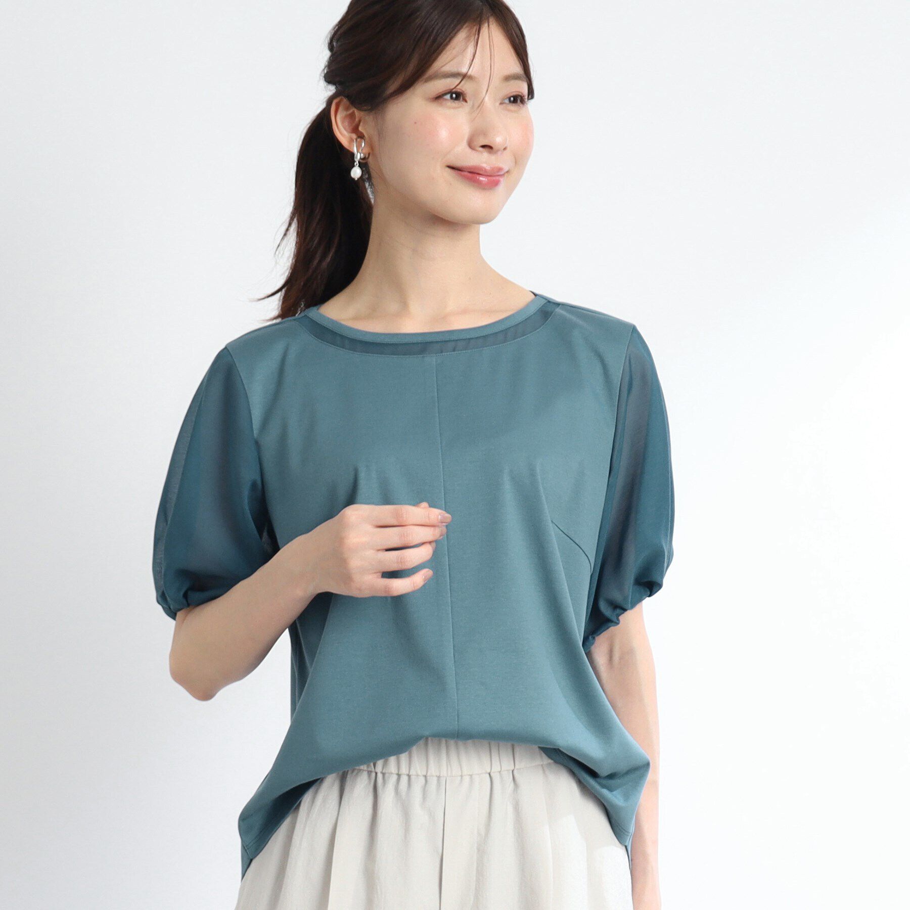 Reflect「【SALE／接触冷感／マシンウォッシュ可】シアースリーブカットソー」|Tシャツ・カットソー|