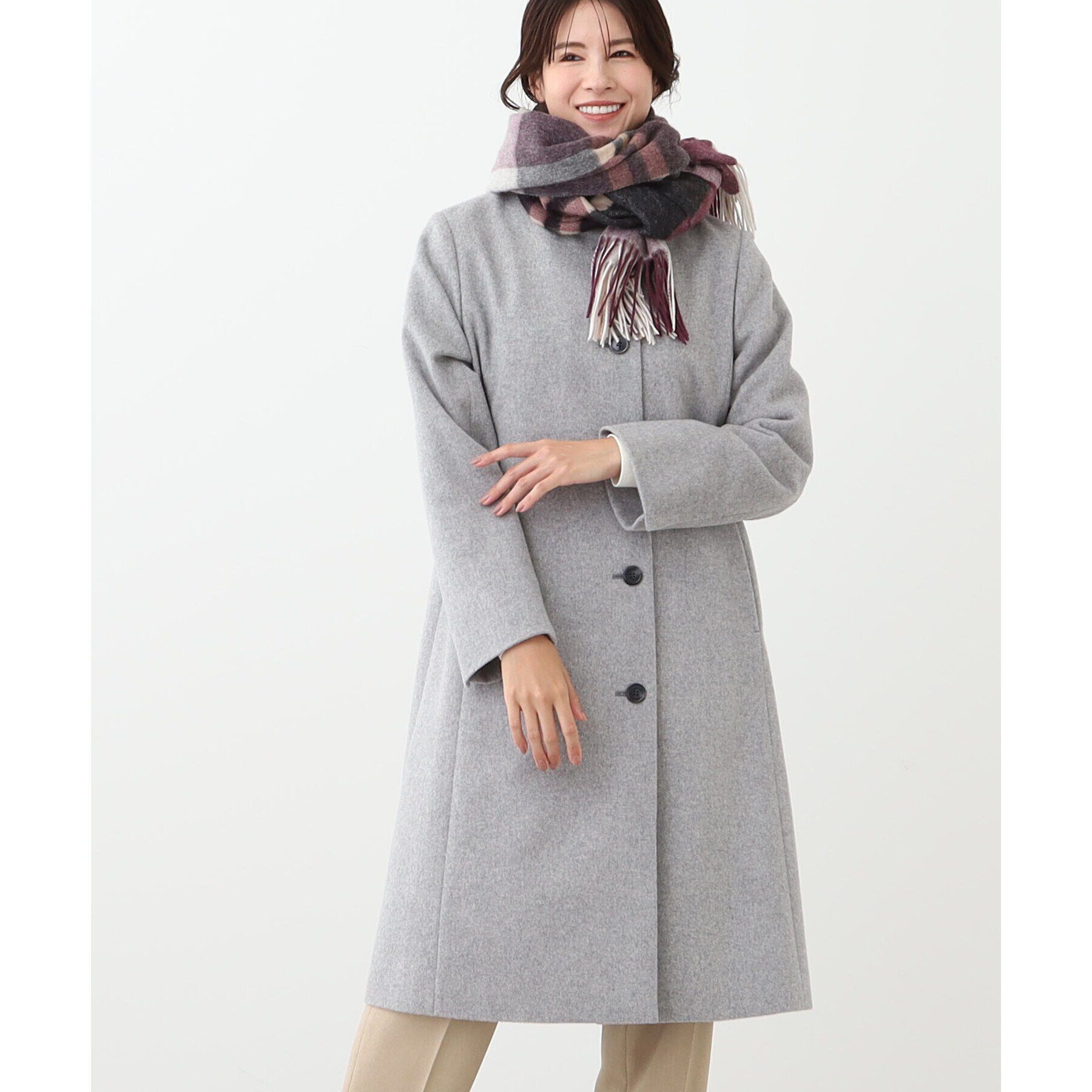 Reflect「【定番人気】ステンカラーロングウール混コート」|ステンカラーコート|