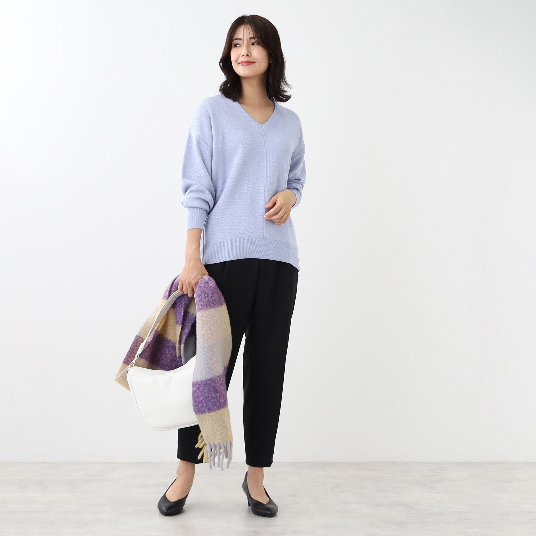 Reflect「【SALE／洗える】V開きオフボディニット」|ニット・セーター|