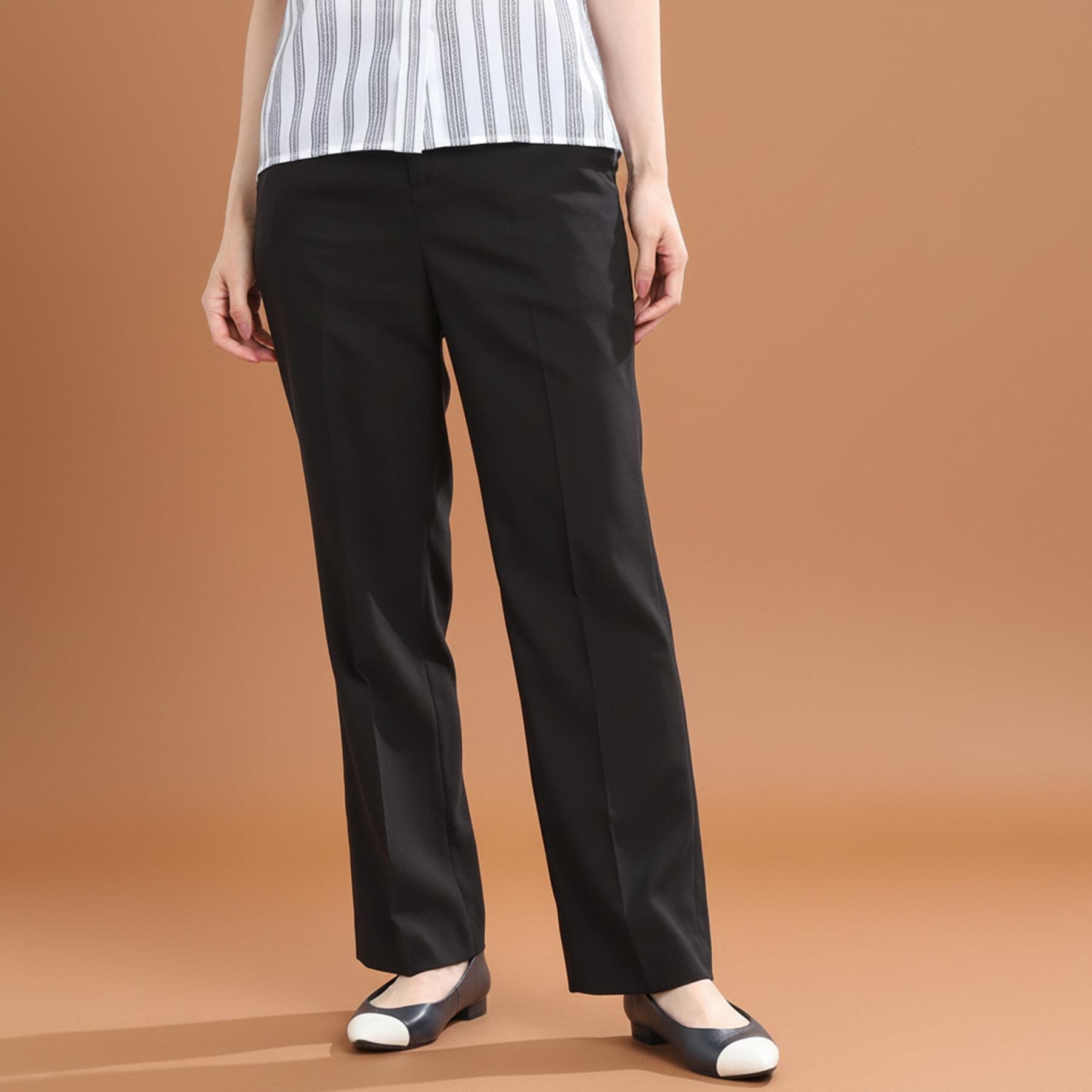 Reflect「【マシンウォッシュ可】リネンライクフレアパンツ」|その他|ブラック(019)