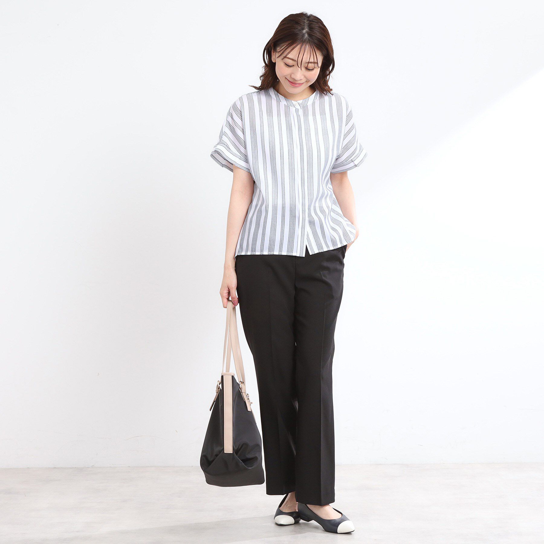 Reflect「【洗える】ドビーストライプブラウス」|シャツ・ブラウス|