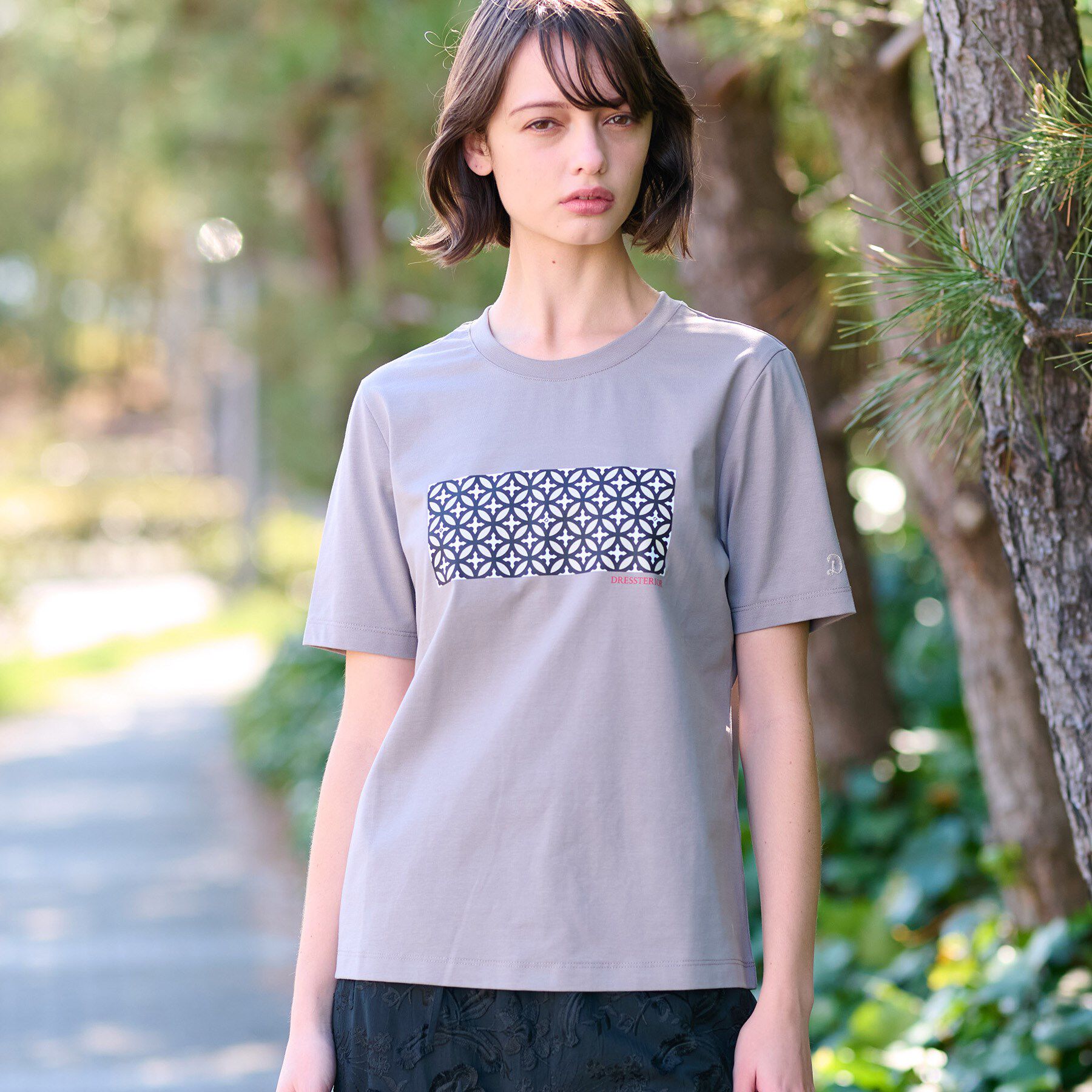 DRESSTERIOR「【接触冷感/UVカット】バックブリーズテックオーバーラップサークルプリントTシャツ」|Tシャツ・カットソー|
