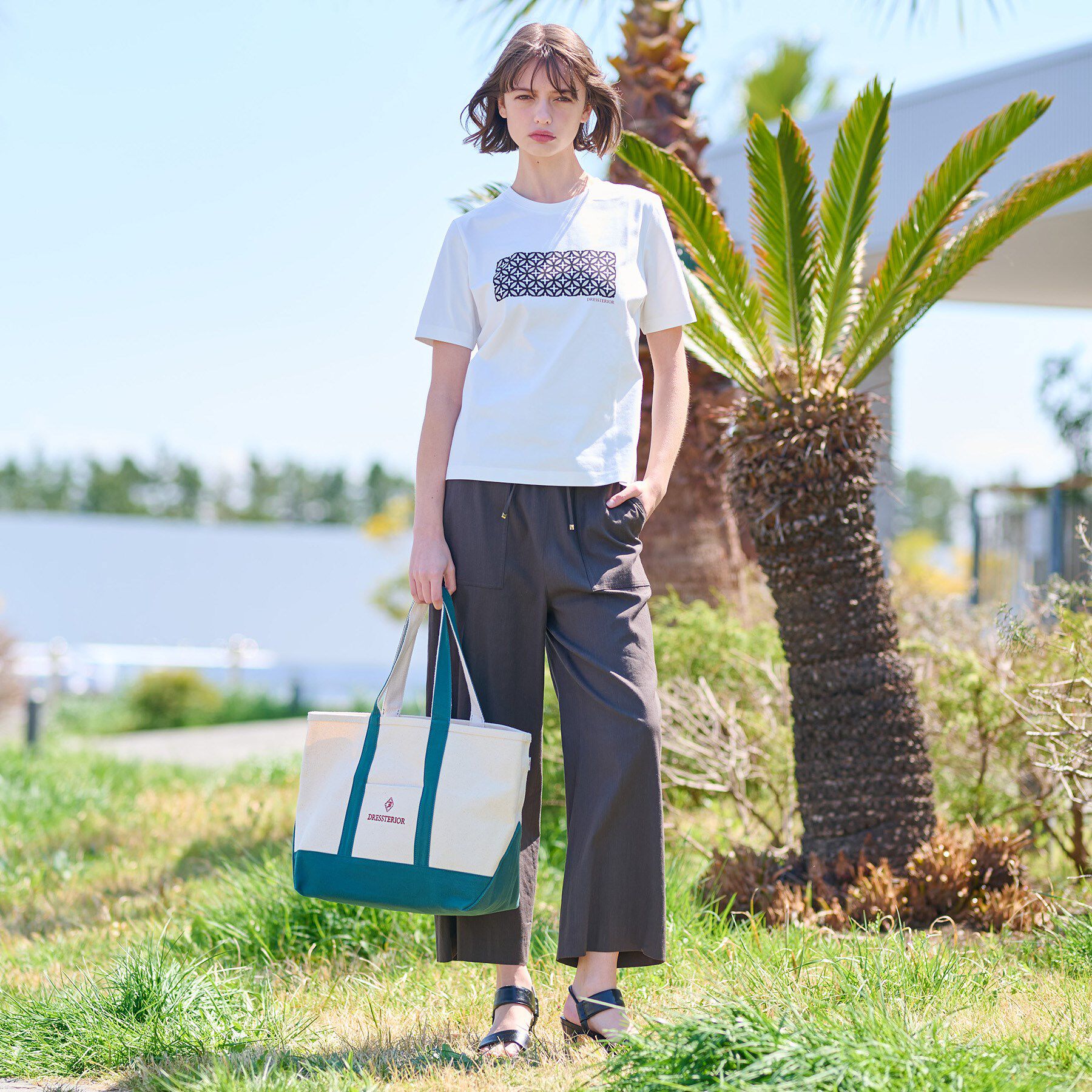 DRESSTERIOR「【接触冷感/UVカット】バックブリーズテックオーバーラップサークルプリントTシャツ」|Tシャツ・カットソー|