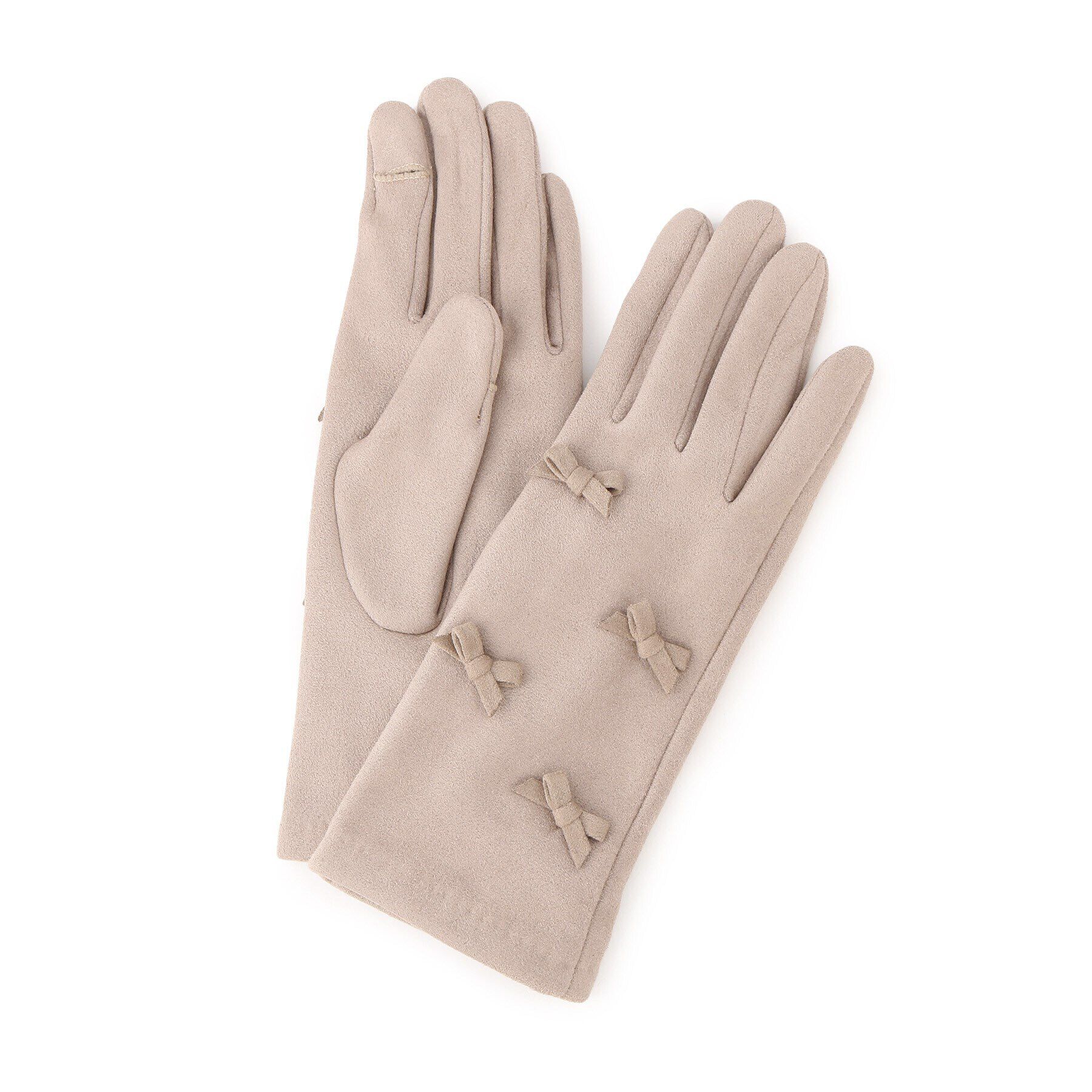 grove「スウェード調リボングローブ」|手袋|ライトベージュ(05
